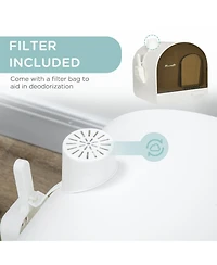 Zeus & Ruta 17"×17"×18.5" White Covered Cat Litter Box with Tray