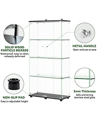 Streamdale Furniture Glass Display Cabinet with Lock, 4-Shelf Double Doors