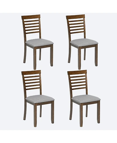 Streamdale Furniture Wooden Dining Chairs Set of 4 with Padded Seat, Walnut