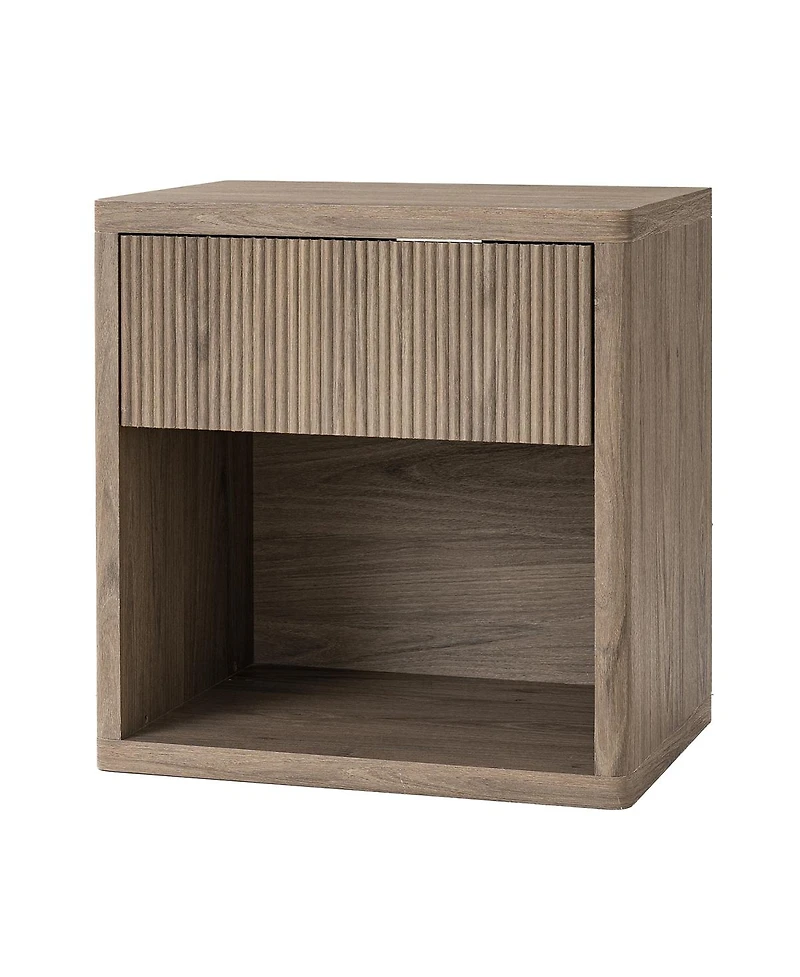 Streamdale Gray Alder Fluted Drawer Night Stand - Modern Mid Century Bedside Table