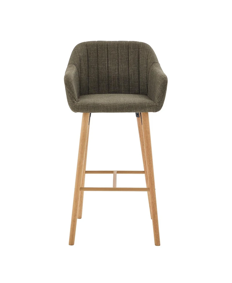 Streamdale Furniture Modern Linen Bar Stools Set of 2 with Back & Armrest