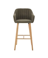 Streamdale Furniture Modern Linen Bar Stools Set of 2 with Back & Armrest