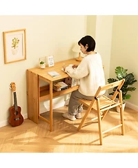 Streamdale Furniture Bamboo Folding Desk, Space-Saving Computer Desk for Small Spaces, Foldable Study Table