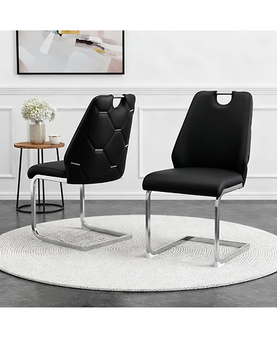 Streamdale Furniture Modern Pu Leather Dining Chair with Arched Back