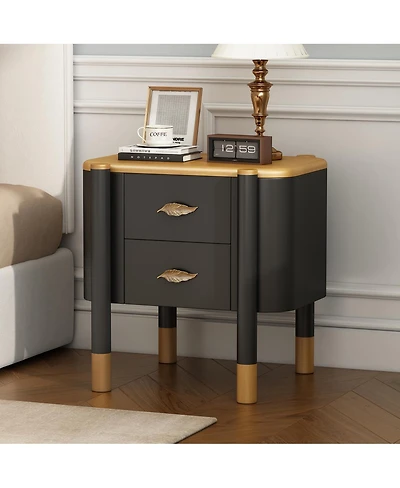 Streamdale Furniture Contemporary 2-Drawer Nightstand with Curved Profile & Feather Handles