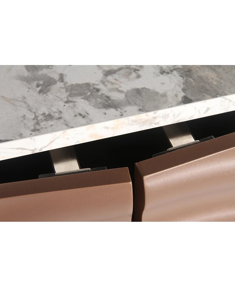 Streamdale Furniture Unique 3D wave texture sideboard with marble-like countertop