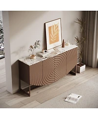 Streamdale Furniture Unique 3D wave texture sideboard with marble-like countertop