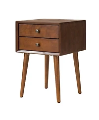 Streamdale Furniture Nightstand with 2-Drawers, Small Side End Table with Storage, Walnut