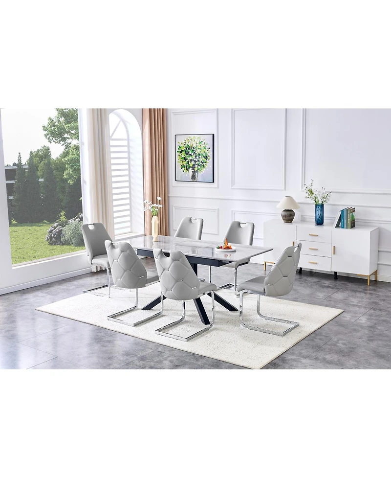 Streamdale Furniture Extendable Dining Table: Modern Mdf & Metal, Easy Assembly