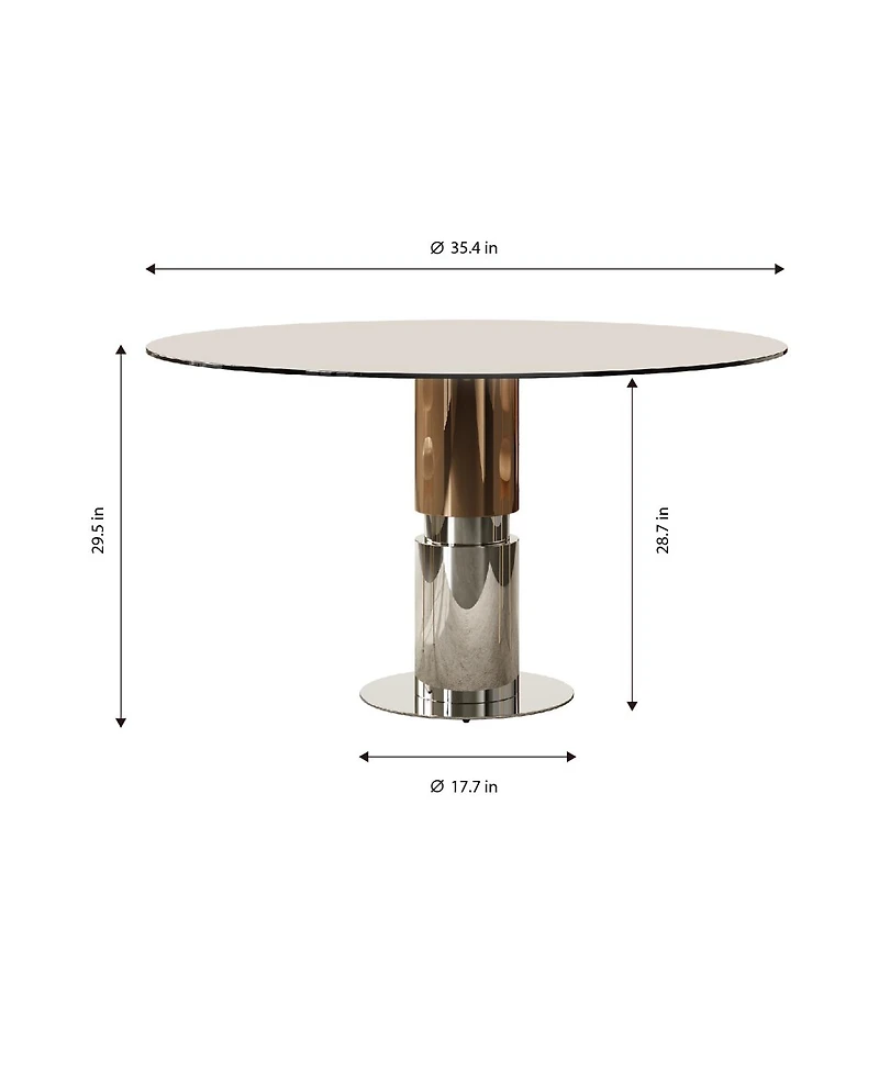 Streamdale Furniture 35" Round Glass Dining Table with Stainless Steel Legs (Seats 2-4)