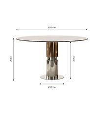 Streamdale Furniture 35" Round Glass Dining Table with Stainless Steel Legs (Seats 2-4)