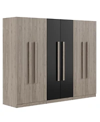 Streamdale Furniture 6-Doors Wooden Wardrobe Storage for Bedroom,with 2 Drawers Inside,Black+Nature