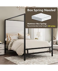 Streamdale Furniture Modern Canopy Bed with Linen Upholstered Headboard