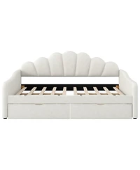 Streamdale Furniture Full Upholstery Daybed with Scalloped Backrest and 2 Drawers