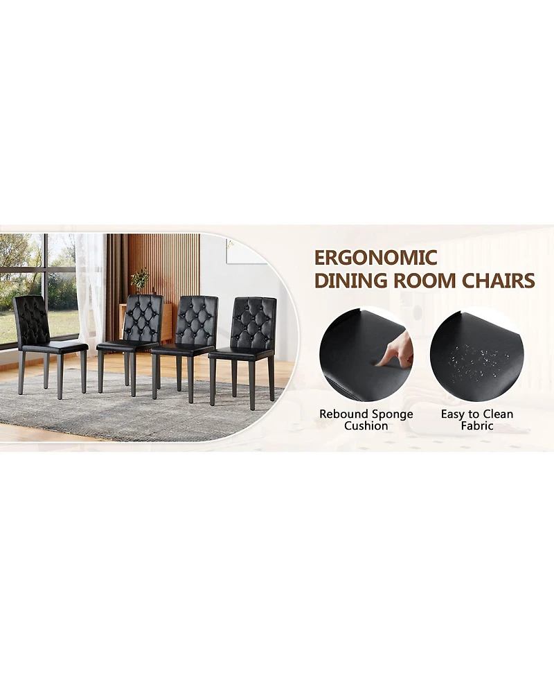 Streamdale Furniture Walnut Textured Dining Table with Storage Shelf & Pu Chairs