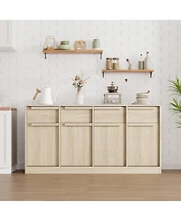gaomon 62.4" Sideboard Buffet Cabinet with 4 Drawers, Large Modern Coffee Bar Storage Cabinet, Beige