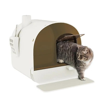 Zeus & Ruta White Covered Cat Litter Box with Scoop & Filter