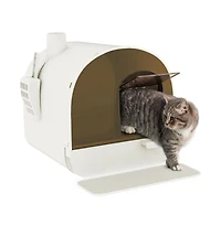 Zeus & Ruta White Covered Cat Litter Box with Scoop & Filter