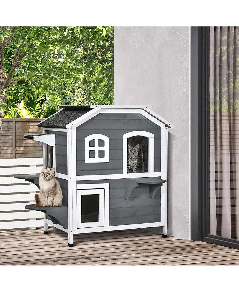 Zeus & Ruta 2-Story Outdoor Weatherproof Cat Enclosure