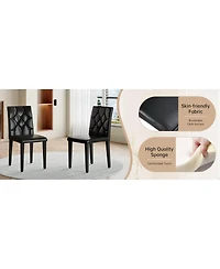 Streamdale Furniture Black Faux Wood Grain Mdf Dining Table Set with 4 Black Pu Chairs