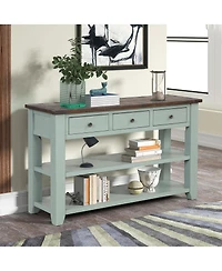 Streamdale Furniture 48" Solid Pine Wood Console Table with 3 Drawers & 2 Shelves