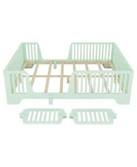 Streamdale Furniture Full Montessori Floor Bed with Fence and Door