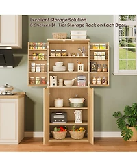 Streamdale Furniture 72" Oak Kitchen Pantry Cabinet with 6 Shelves