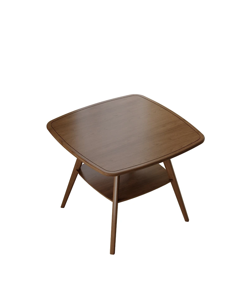 Streamdale Furniture Modern Wooden Dining Table with Storage Shelf, Walnut Finish