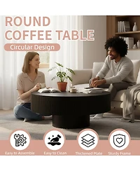 Streamdale Furniture Round Fluted Mid Century Modern Coffee Table