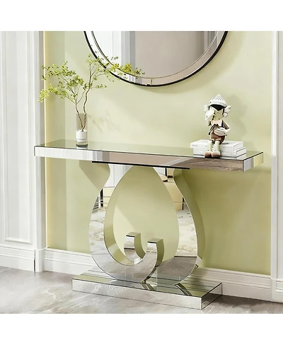 Streamdale Furniture Modern mirror side table with double C-shaped base
