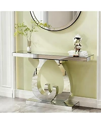 Streamdale Furniture Modern mirror side table with double C-shaped base