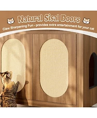 Zeus & Ruta Espresso Hidden Cat Litter Box Enclosure with Storage