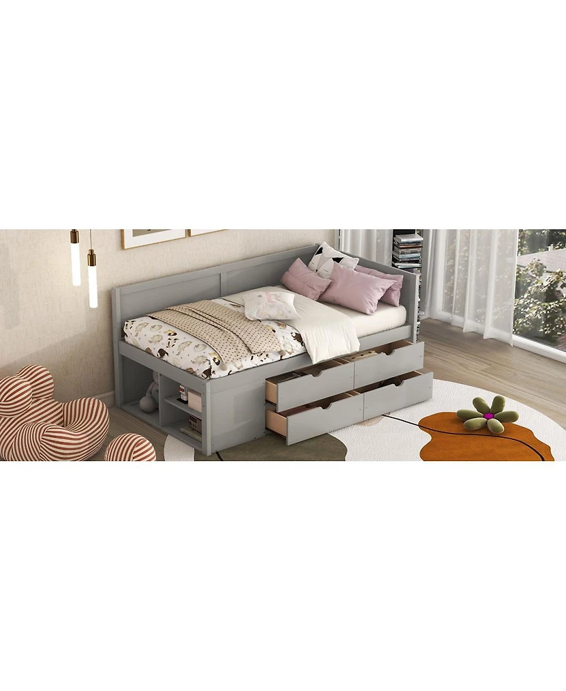 Streamdale Furniture Twin Daybed with Drawers and Shelves
