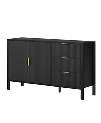 Streamdale Furniture Modern Wave-Pattern Sideboard with 3 Drawers & Hooks