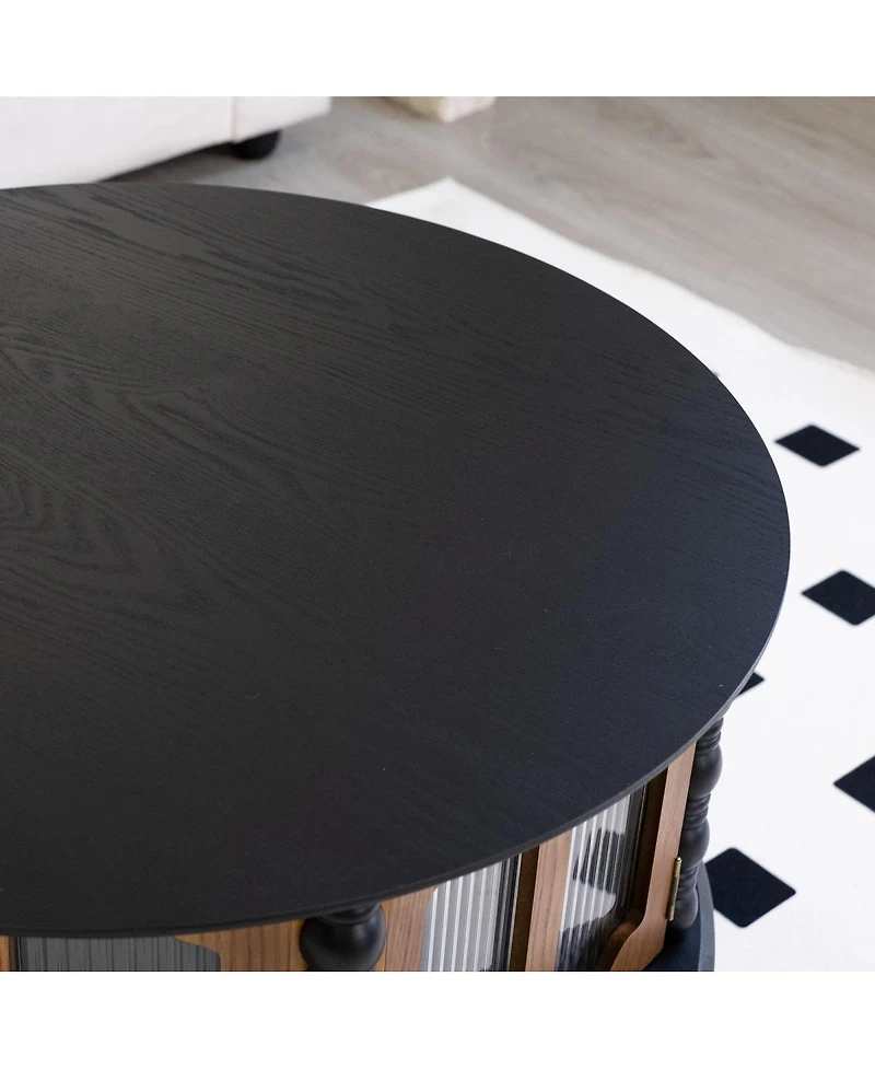 Streamdale Furniture 31.5" Round 3-Door Storage Coffee Table