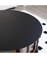 Streamdale Furniture 31.5" Round 3-Door Storage Coffee Table