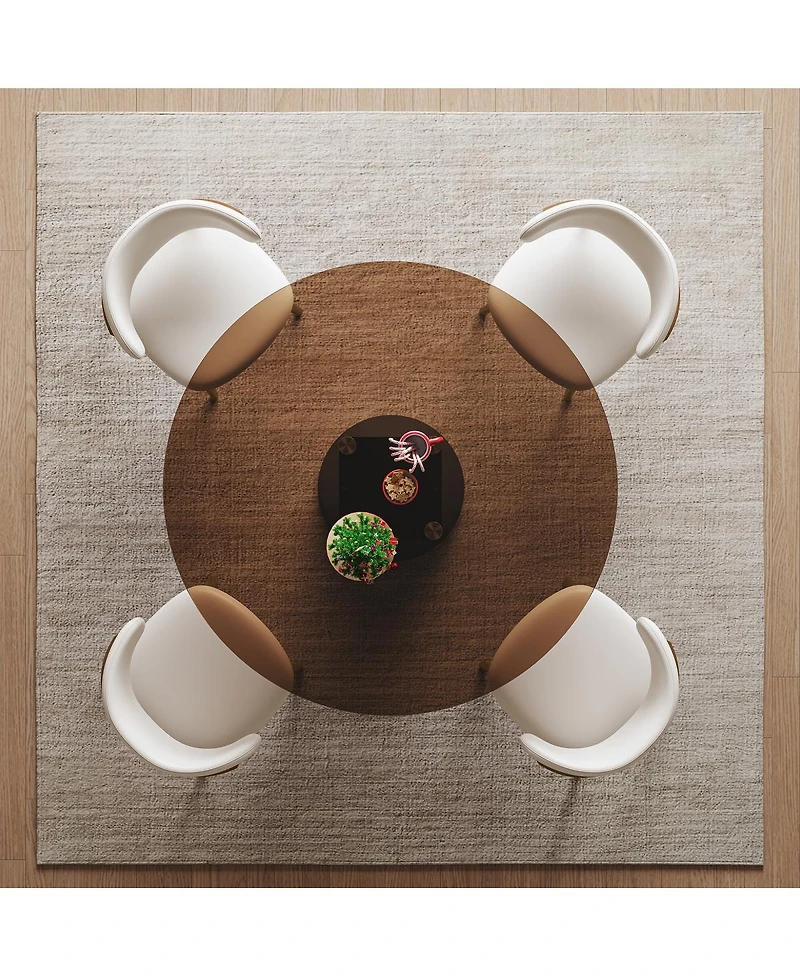 Streamdale Furniture 35" Round Glass Dining Table with Carbon Steel Legs (Seats 2-4)