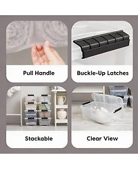 Yigii Clear Plastic Storage Bins with Latches - 6 Pack