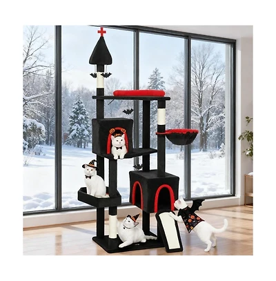 Zeus & Ruta 78" Cat Tree Cat Tower with Coffin Bed