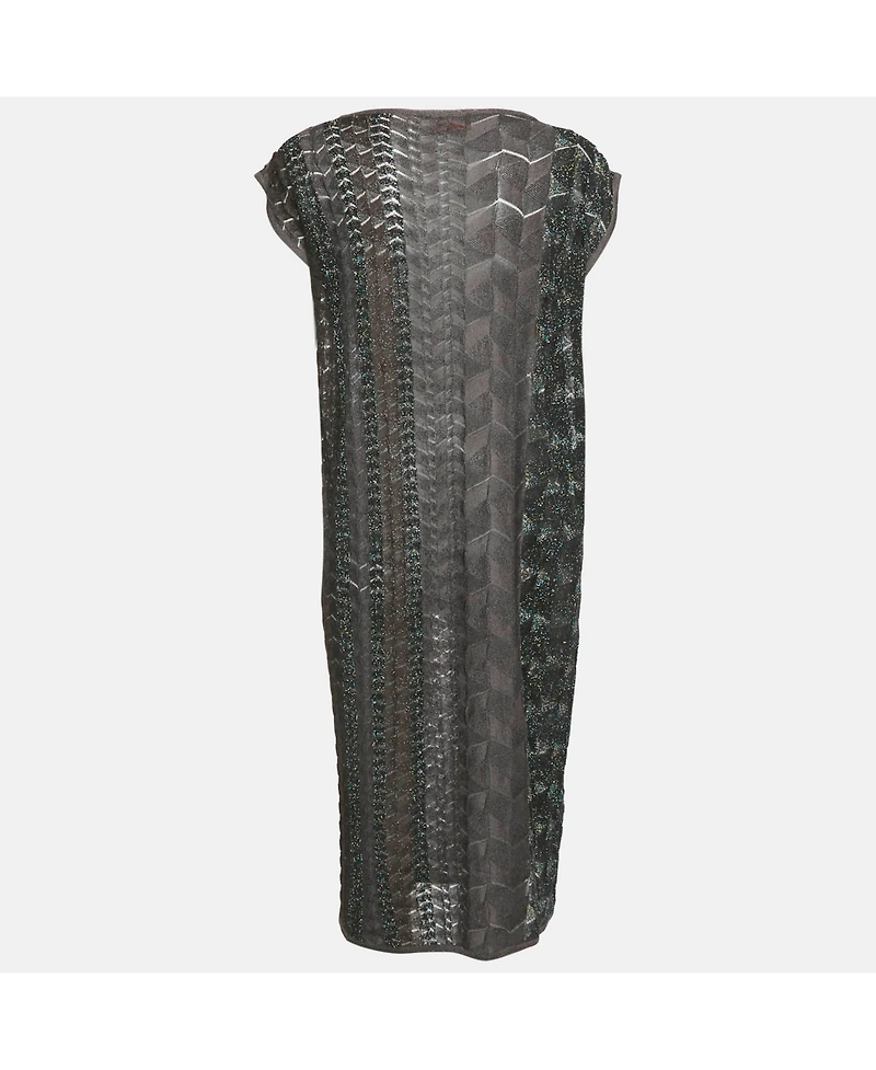Pre-Owned Missoni Women's Brown Patterned Lurex Knit Midi Dress