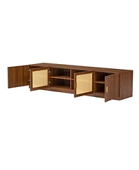 Streamdale Furniture 78" Tv Stand for TVs Up to 85" with Rattan Doors & Adjustable Shelf