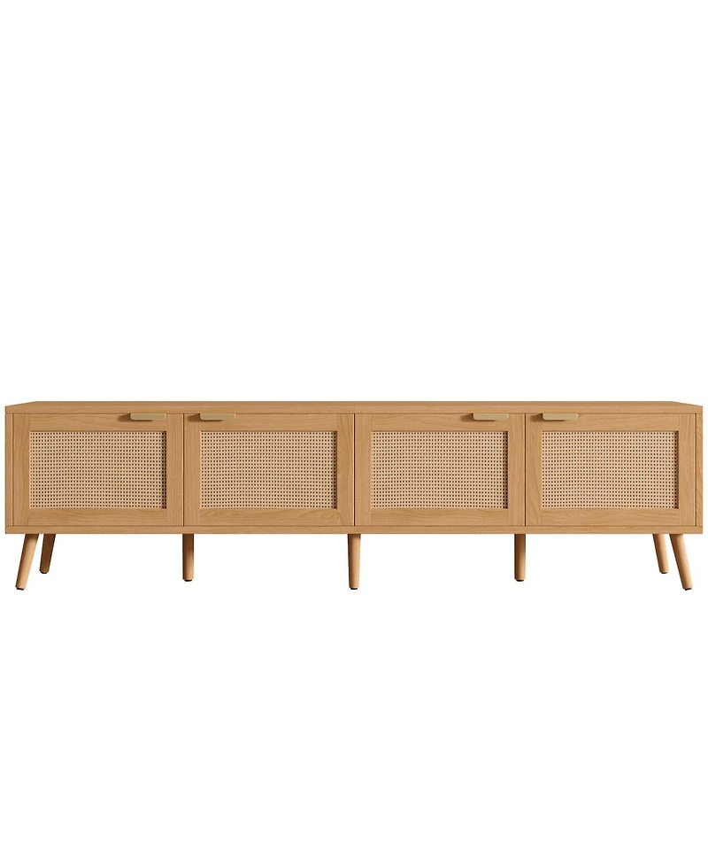 Streamdale Furniture 70" Modern Tv Stand with Rattan Doors & Storage