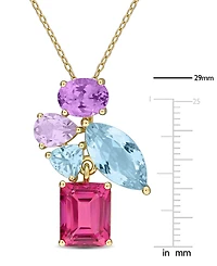 Macy's Multi-Gemstone (14-1/8 ct. t.w.) Necklace in 18k Gold Flash Plated Sterling Silver