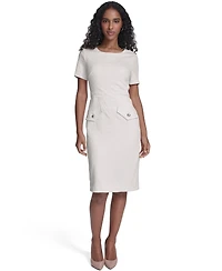 Tommy Hilfiger Women's Short-Sleeve Wicker Weave Shift Dress