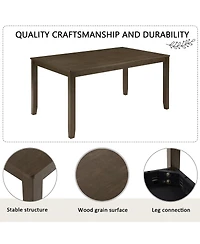 Streamdale Furniture 6-Piece Farmhouse Rustic Dining Table Set with Bench and Chairs, Dark Walnut