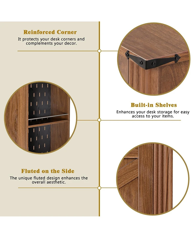 Streamdale Furniture 55" Farmhouse Office Desk with Storage, Barn Door Design, Keyboard Tray, Monitor Stand