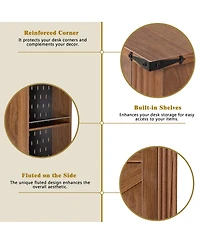 Streamdale Furniture 55" Farmhouse Office Desk with Storage, Barn Door Design, Keyboard Tray, Monitor Stand