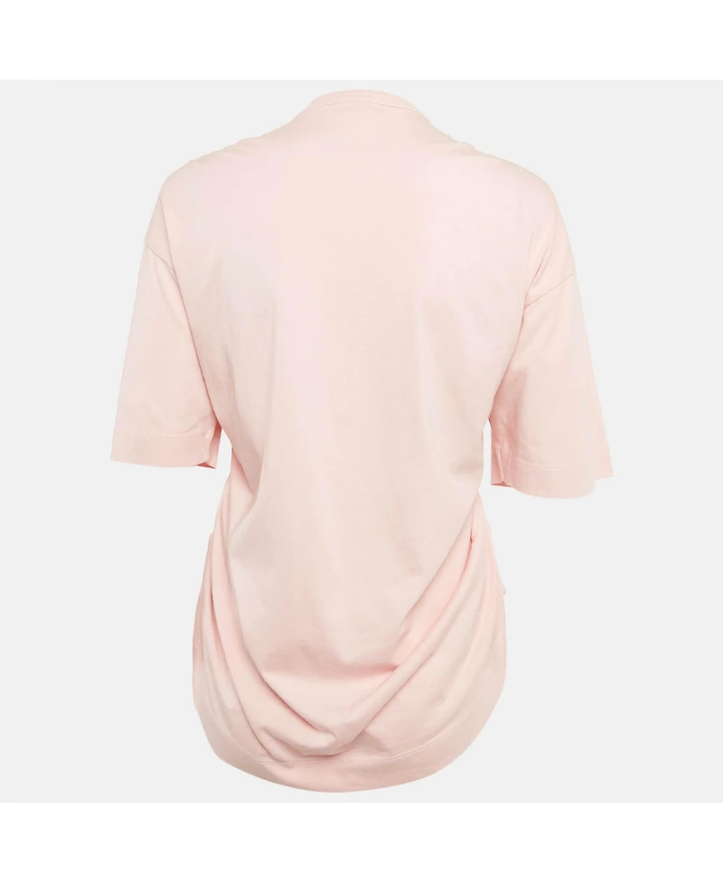 Pre-Owned Dries Van Noten Women's Pink Jersey Shirring Detail Top