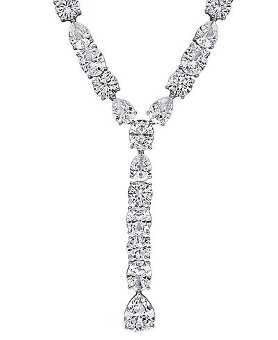Macy's White Sapphire (118 ct. t.w.) Lariat Necklace in Sterling Silver
