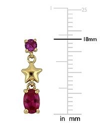Macy's Ruby (1 ct. t.w.) and Pink Sapphire (1/4 ct. t.w.) Star Drop Earrings in 18k Gold Flash Plated Sterling Silver
